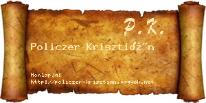 Policzer Krisztián névjegykártya