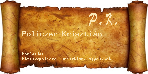 Policzer Krisztián névjegykártya